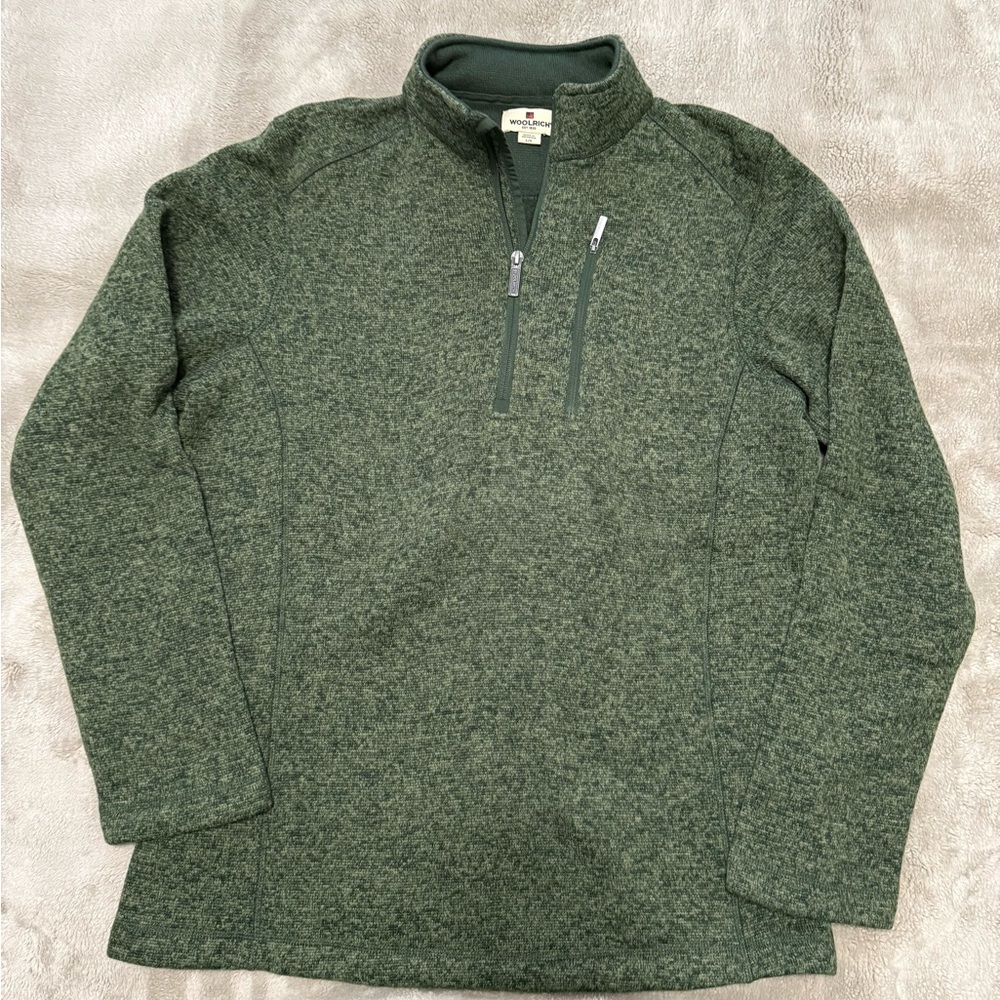 Woolrich Green Quarter-Zip Sweater with Mock Neck